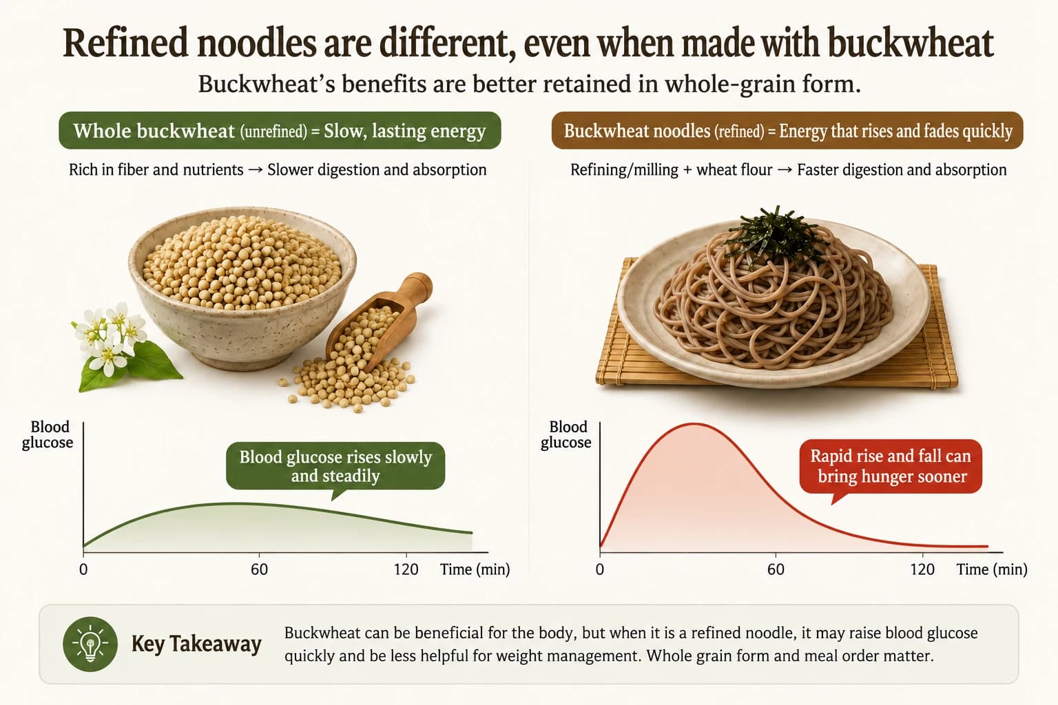 A comparison of whole buckwheat and refined noodles