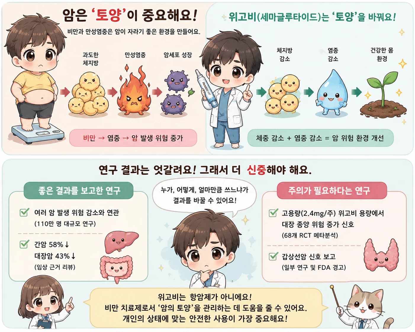 세마글루타이드와 암 연구를 설명하는 원문 도해