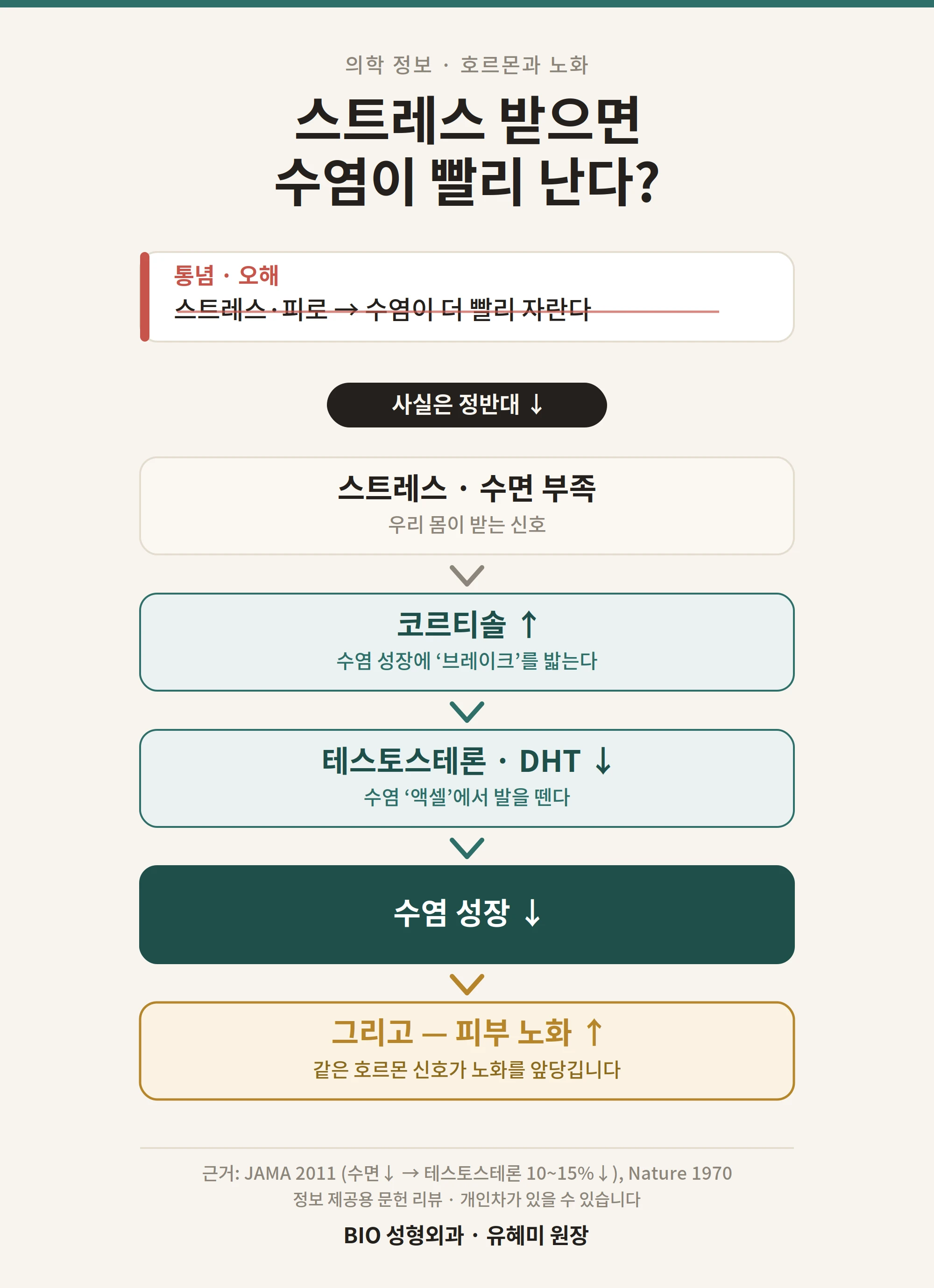 스트레스와 수염 성장의 관계를 정리한 원문 도표