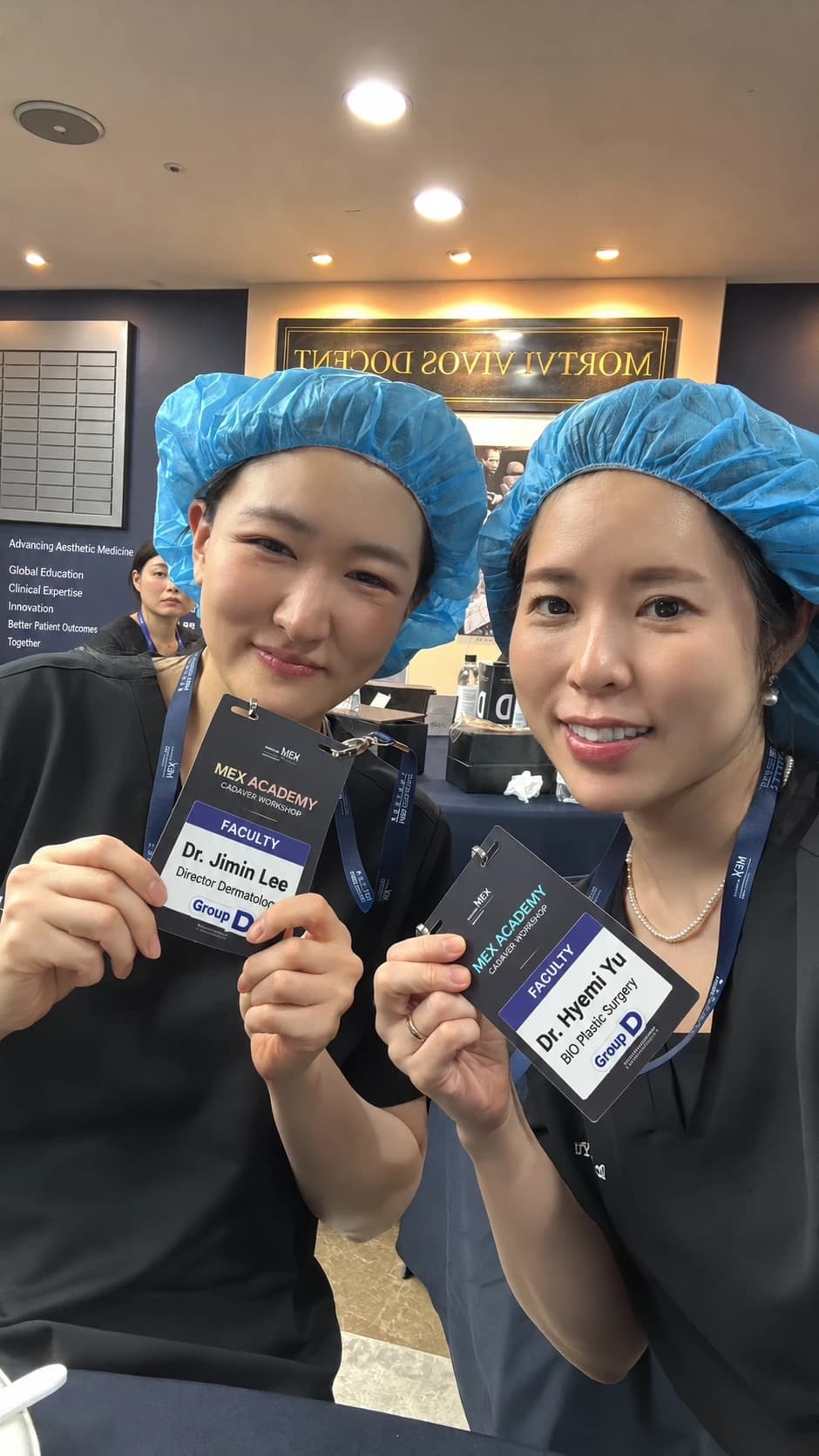 Photograph with a colleague at the anatomy teaching event