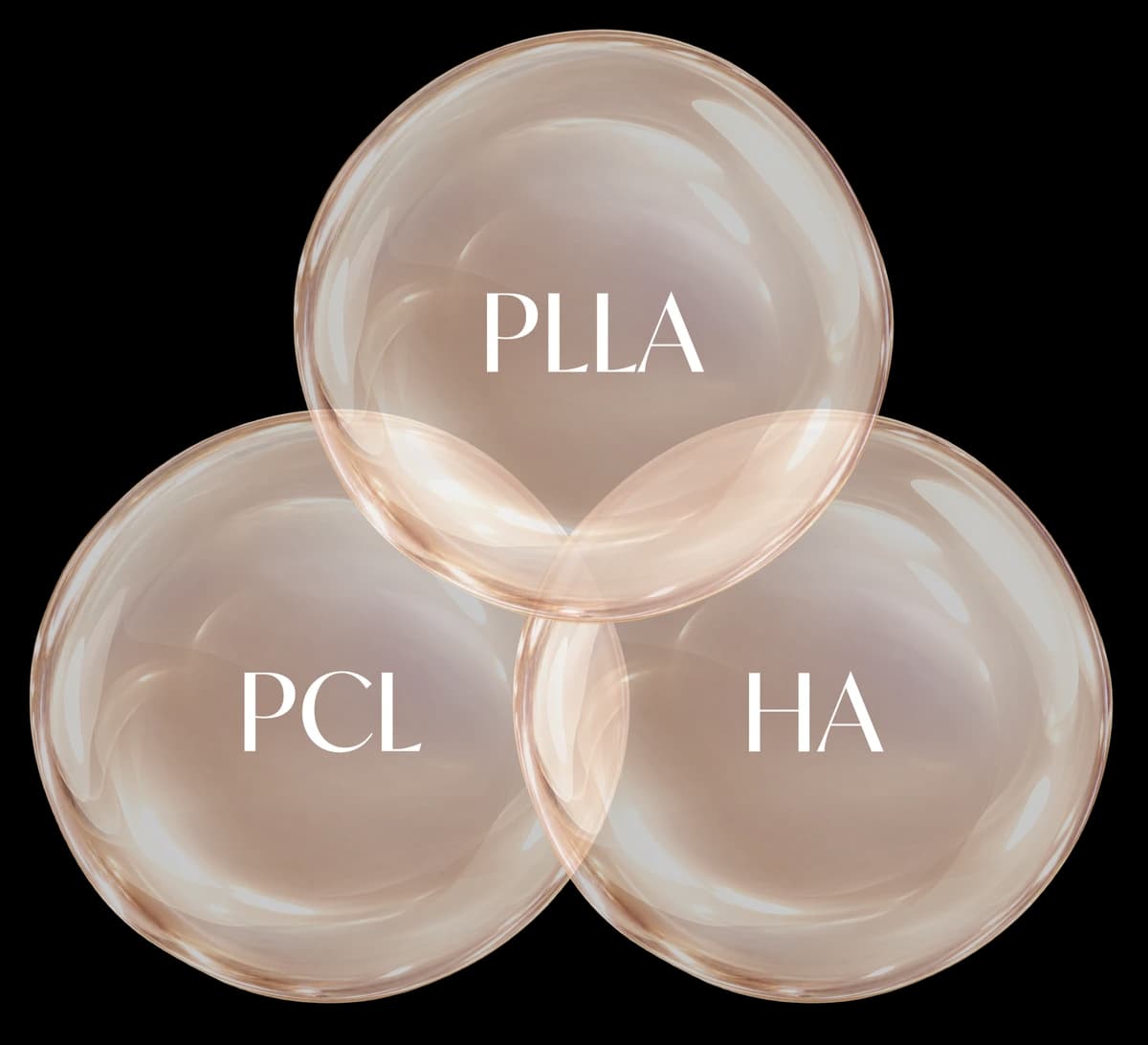 PLLA, PCL, HA